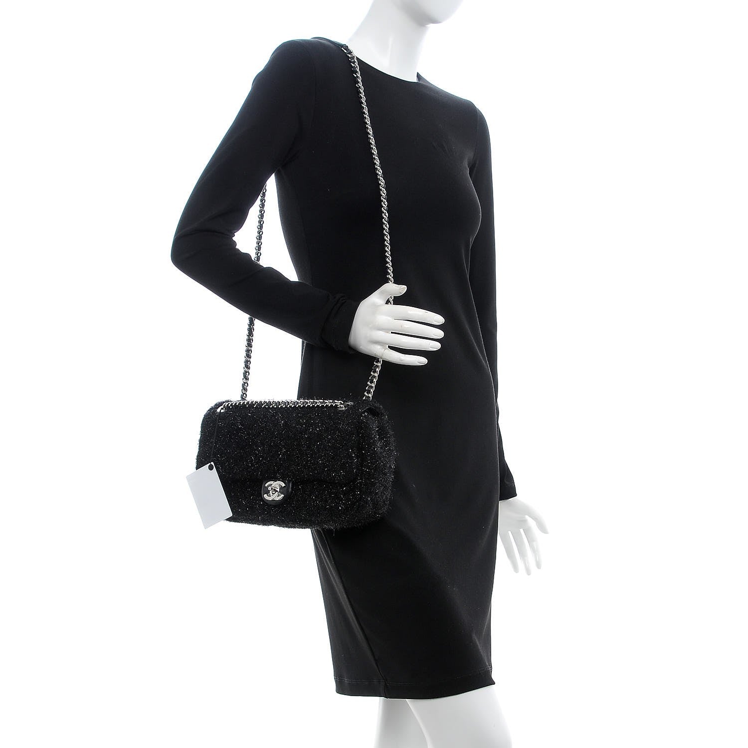 Chanel Lurex Knit Medium Pluto Glitter Flap Black 2 of 8