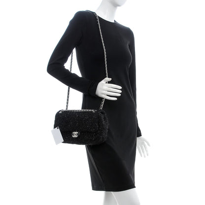 Chanel Lurex Knit Medium Pluto Glitter Flap Black 2 of 8