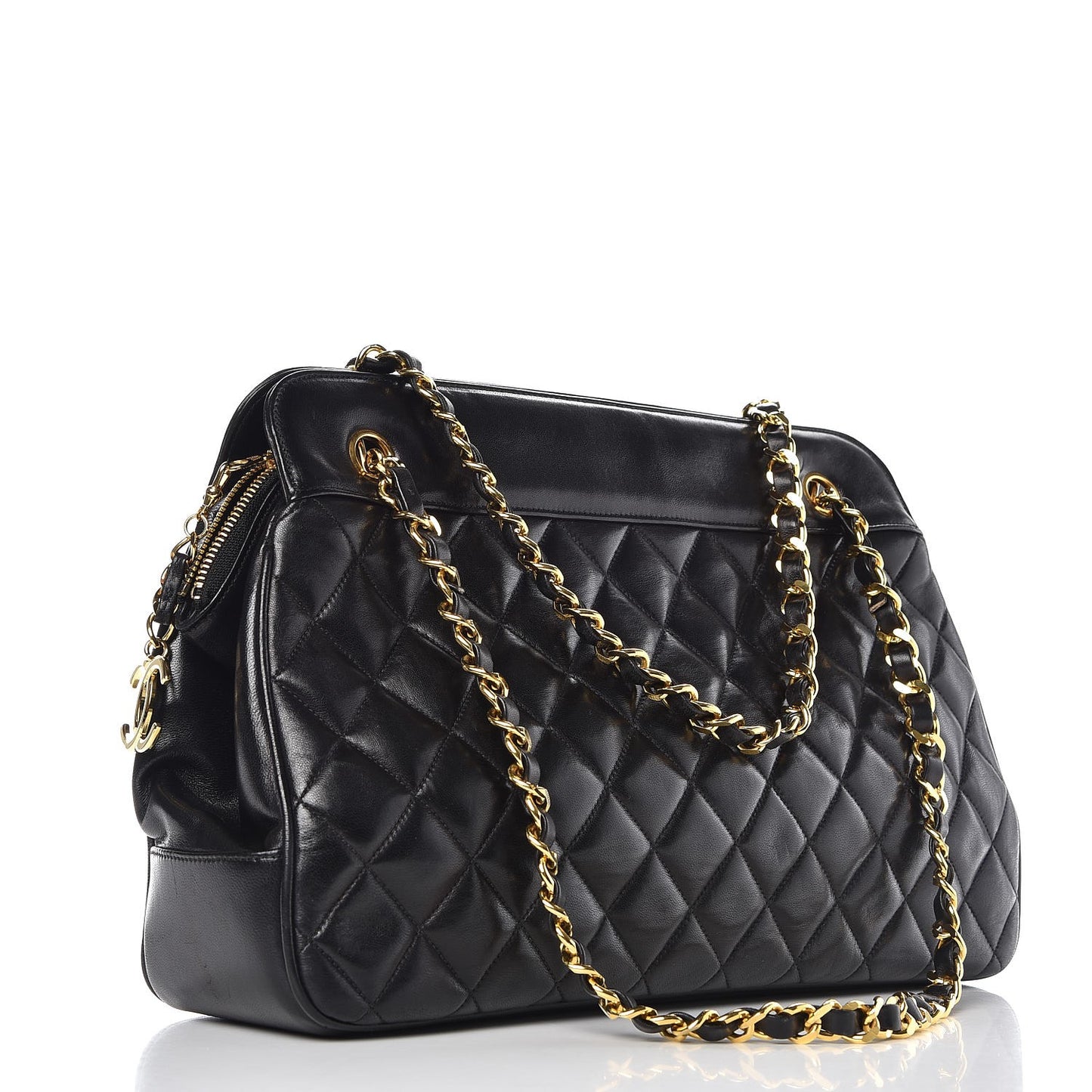 Lambskin Quilted Shoulder Bag Black