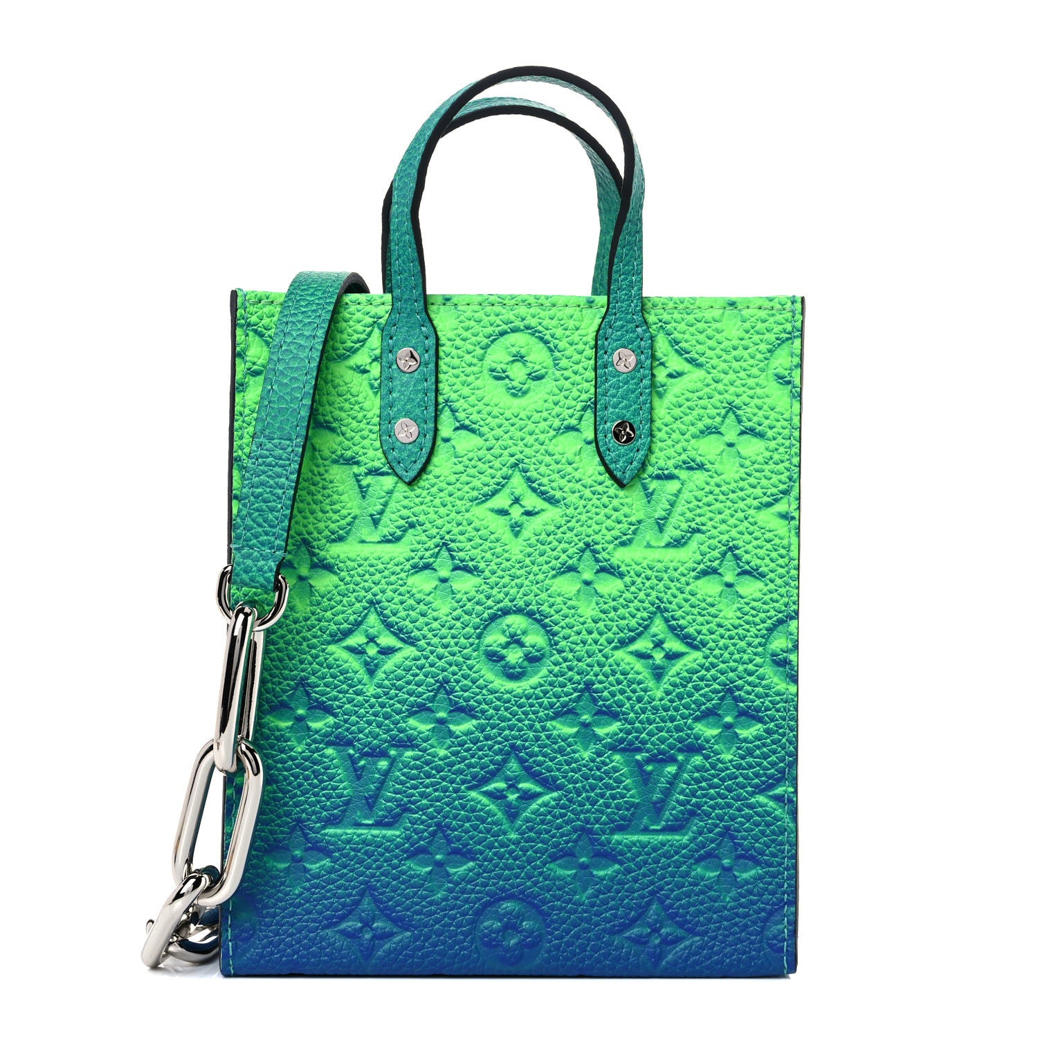 Louis Vuitton Taurillon Illusion Sac Plat XS Bleu Vert 1 of 9