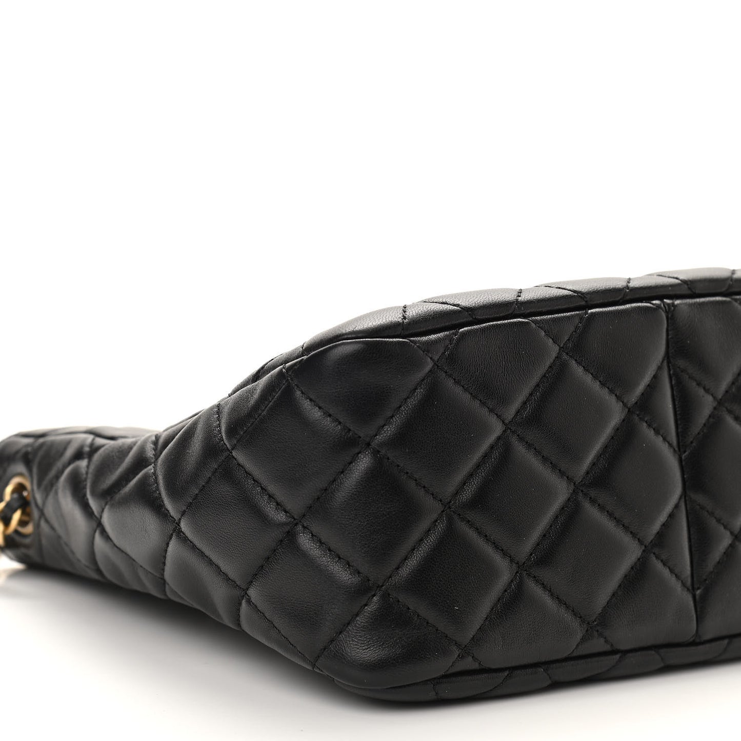 Lambskin Quilted Small Pearl Crush Hobo Black