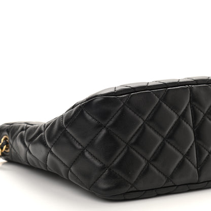 Chanel Lambskin Quilted Small Pearl Crush Hobo Black 9 of 10