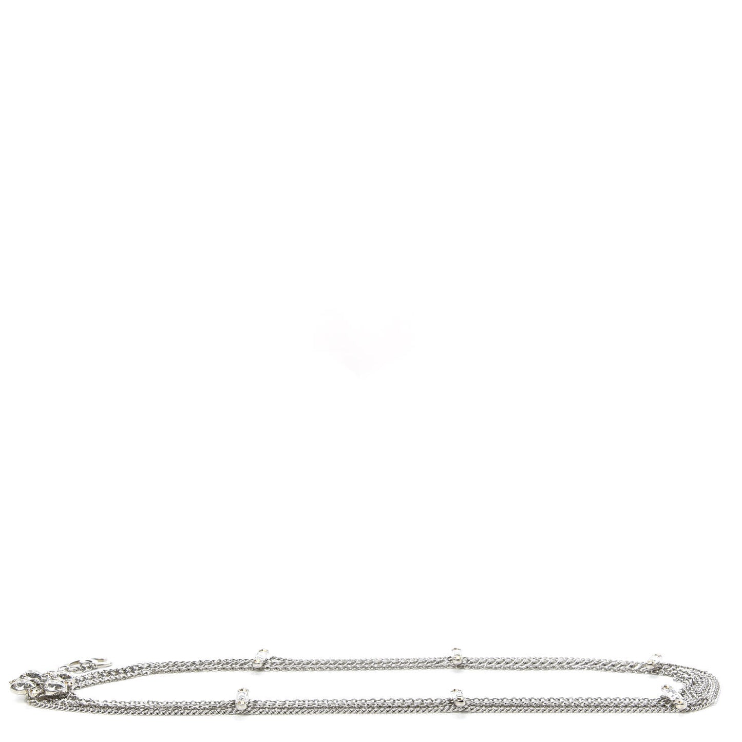 Crystal CC Multi Strand Chain Belt Silver