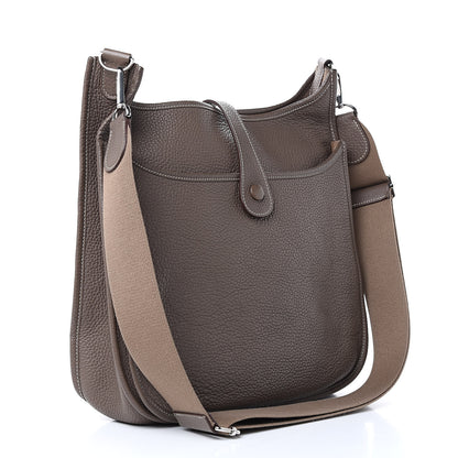 Hermes Taurillon Clemence Evelyne III PM Etoupe 3 of 14