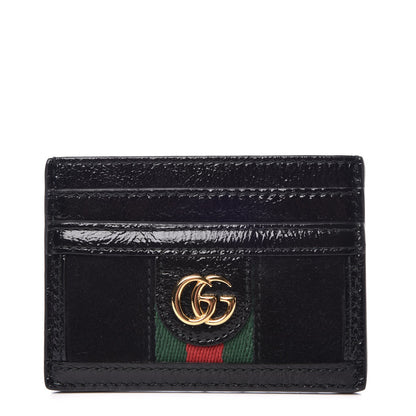 Gucci Suede Patent Web GG Ophidia Card Holder Black 1 of 7