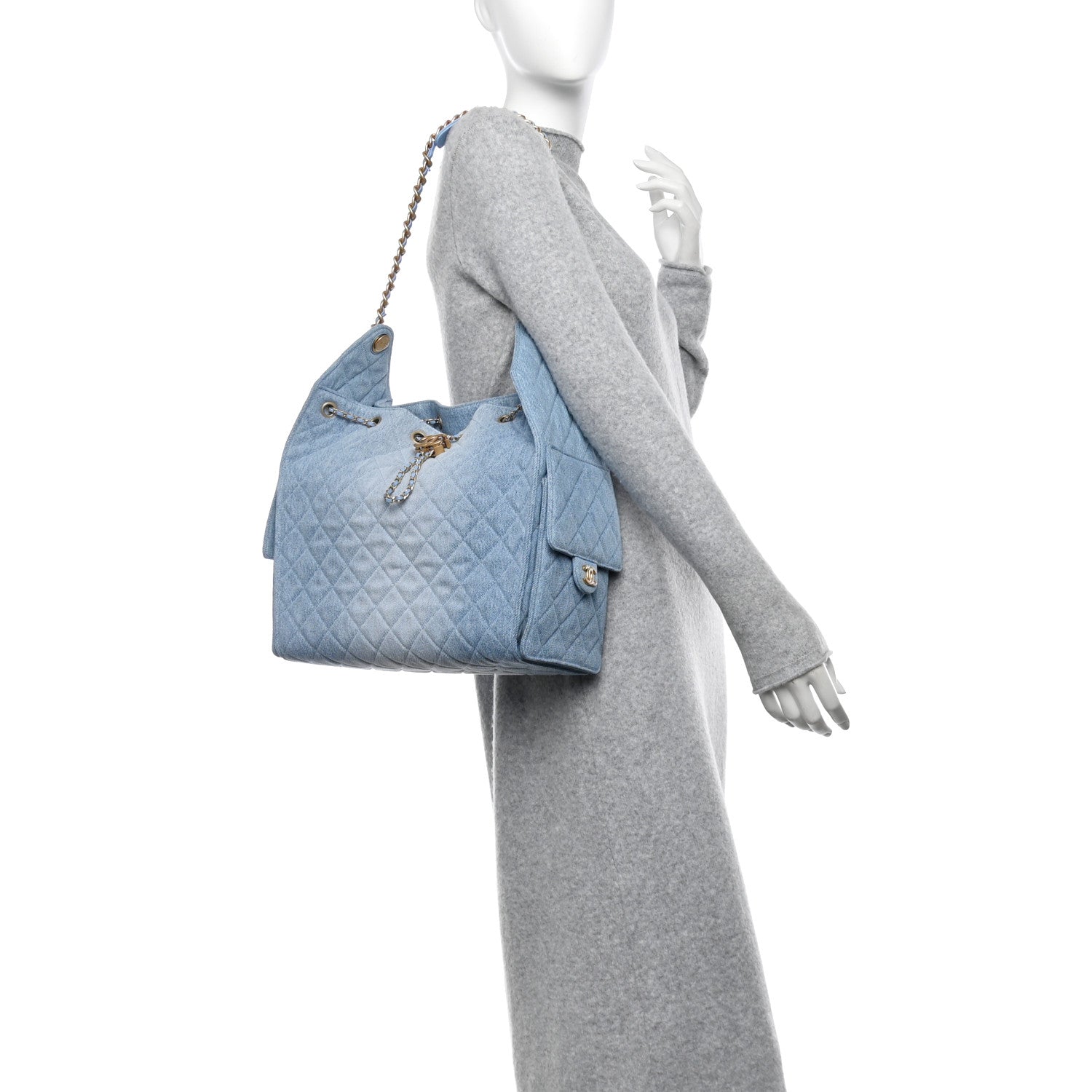Chanel Washed Denim Quilted Medium Chanel 25 Handbag Blue 2 of 12