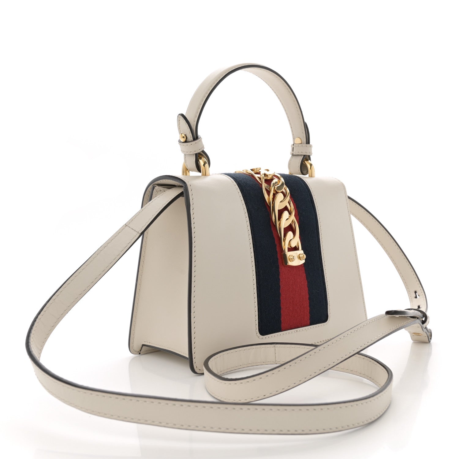 Gucci Calfskin Mini Sylvie Top Handle Bag White 3 of 14
