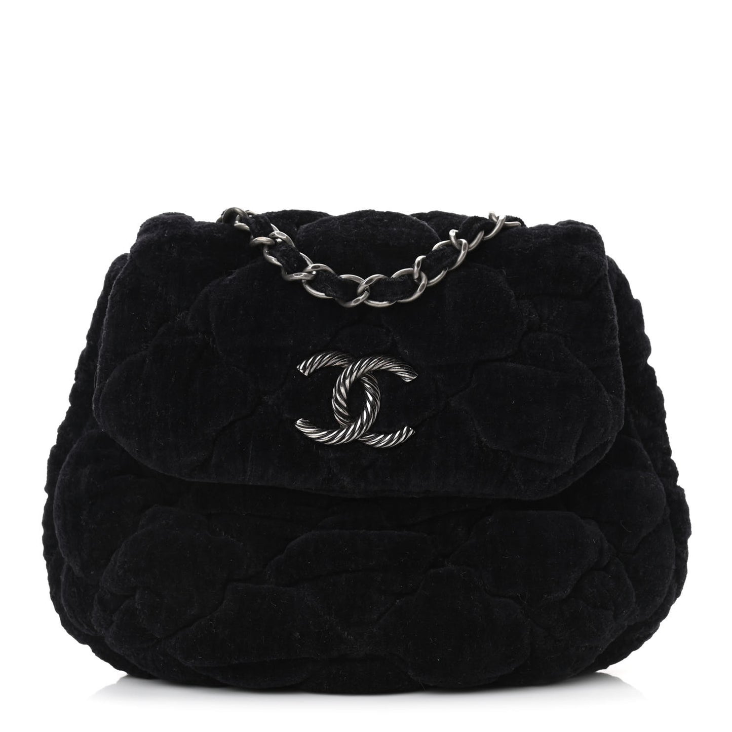 Velvet Mini Bubble Quilt Flap Black