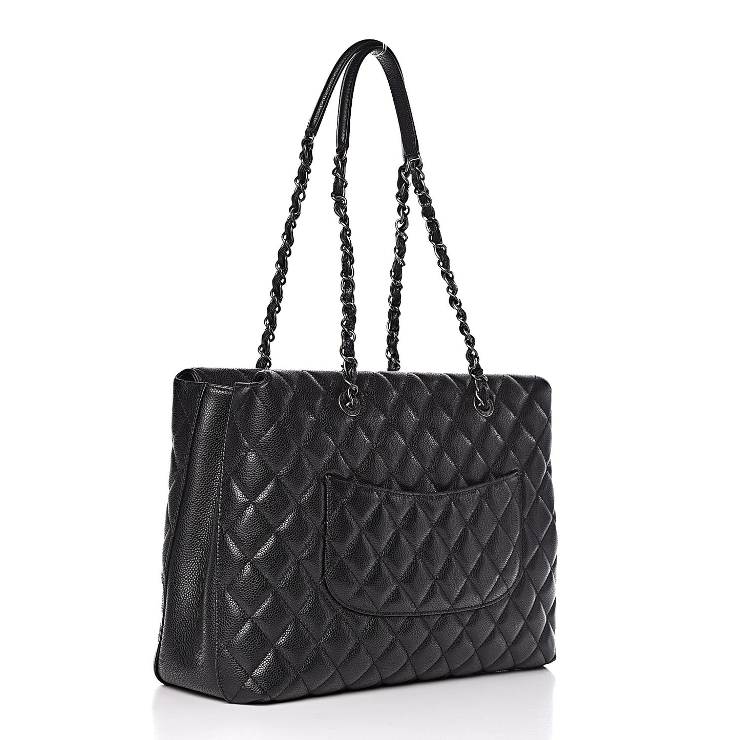 Caviar Quilted City Shopping Tote Black