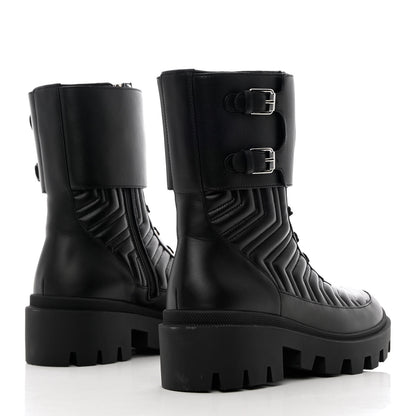 Gucci Nappa Frances GG Matelasse Platform Combat Boots 41 Black 4 of 13