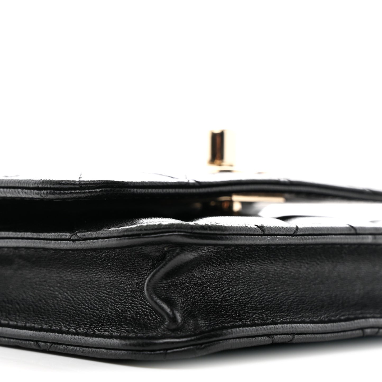 Lambskin Quilted Trendy CC Card Holder On Chain Black
