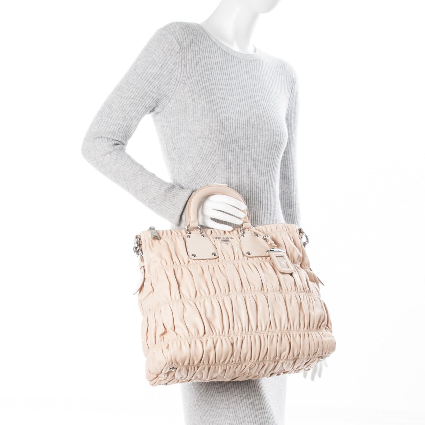 Nappa Gaufre Tote Ecru