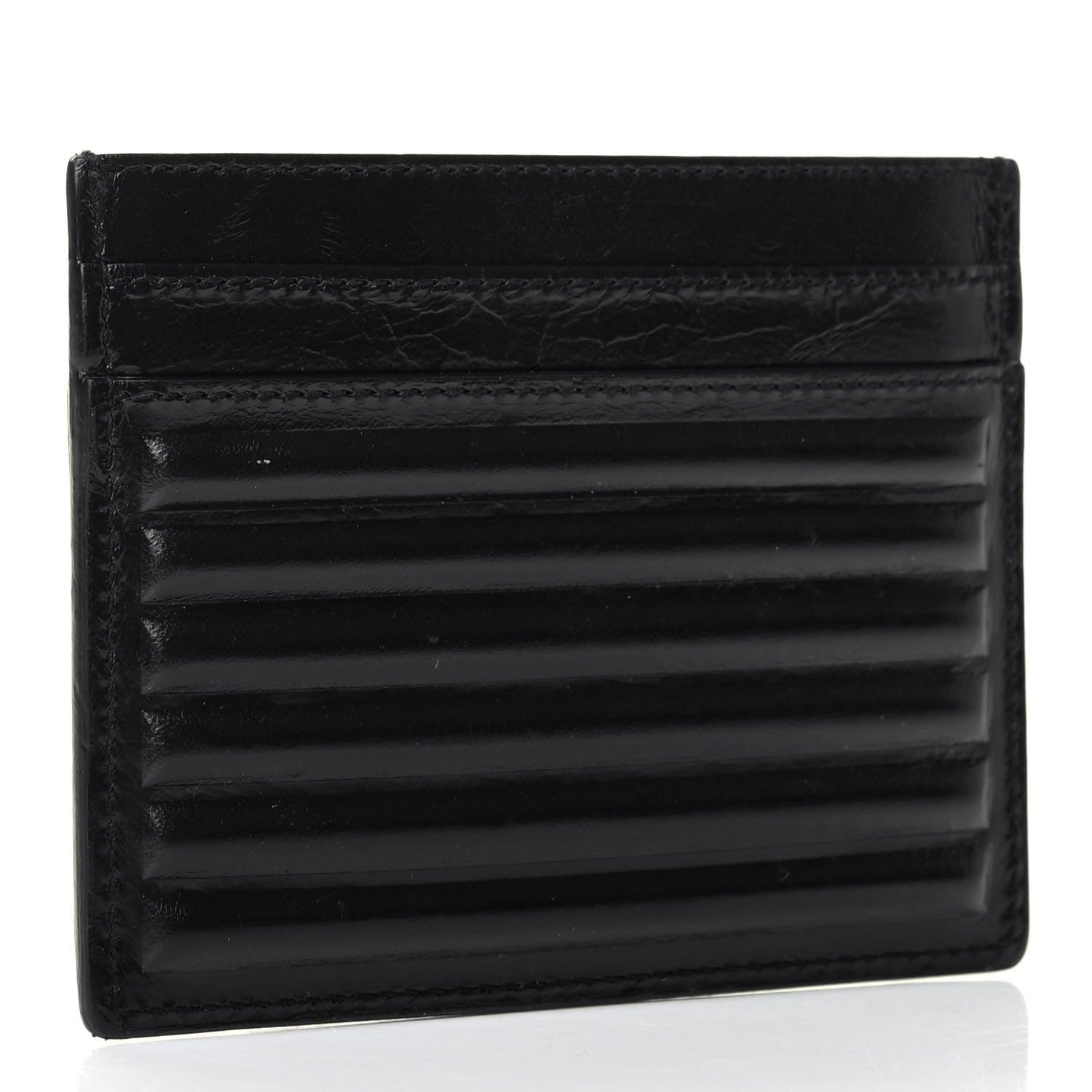 Saint Laurent Ribbed Calfskin Opium Monogram Credit Card Case Black 3 of 8