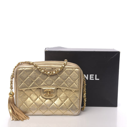 Chanel Metallic Lambskin Quilted Camera Case Gold 25 of 25