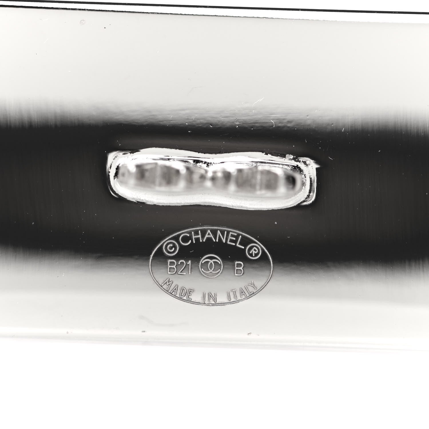 Chanel Metal Enamel Logo Hair Clip Silver 4 of 4