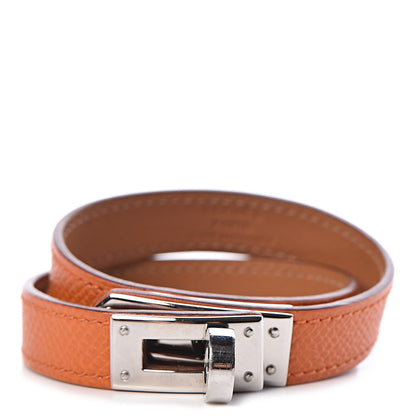 Hermes Epsom Kelly Double Tour Bracelet S Orange 1 of 6