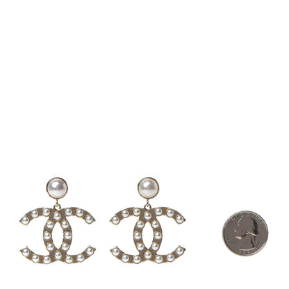 Chanel Pearl CC Drop Earrings Gold 2 of 5