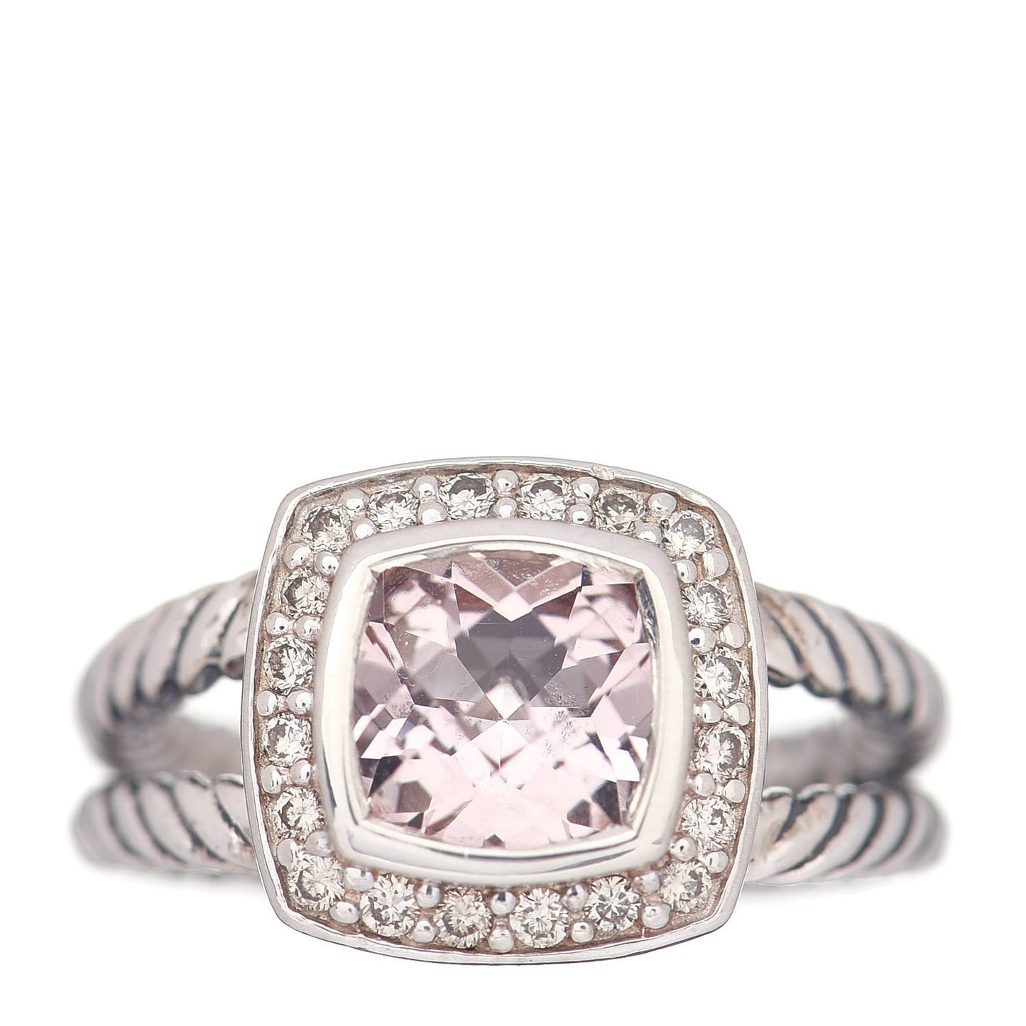 Sterling Silver Diamond Morganite 7mm Petite Albion Ring 49 5