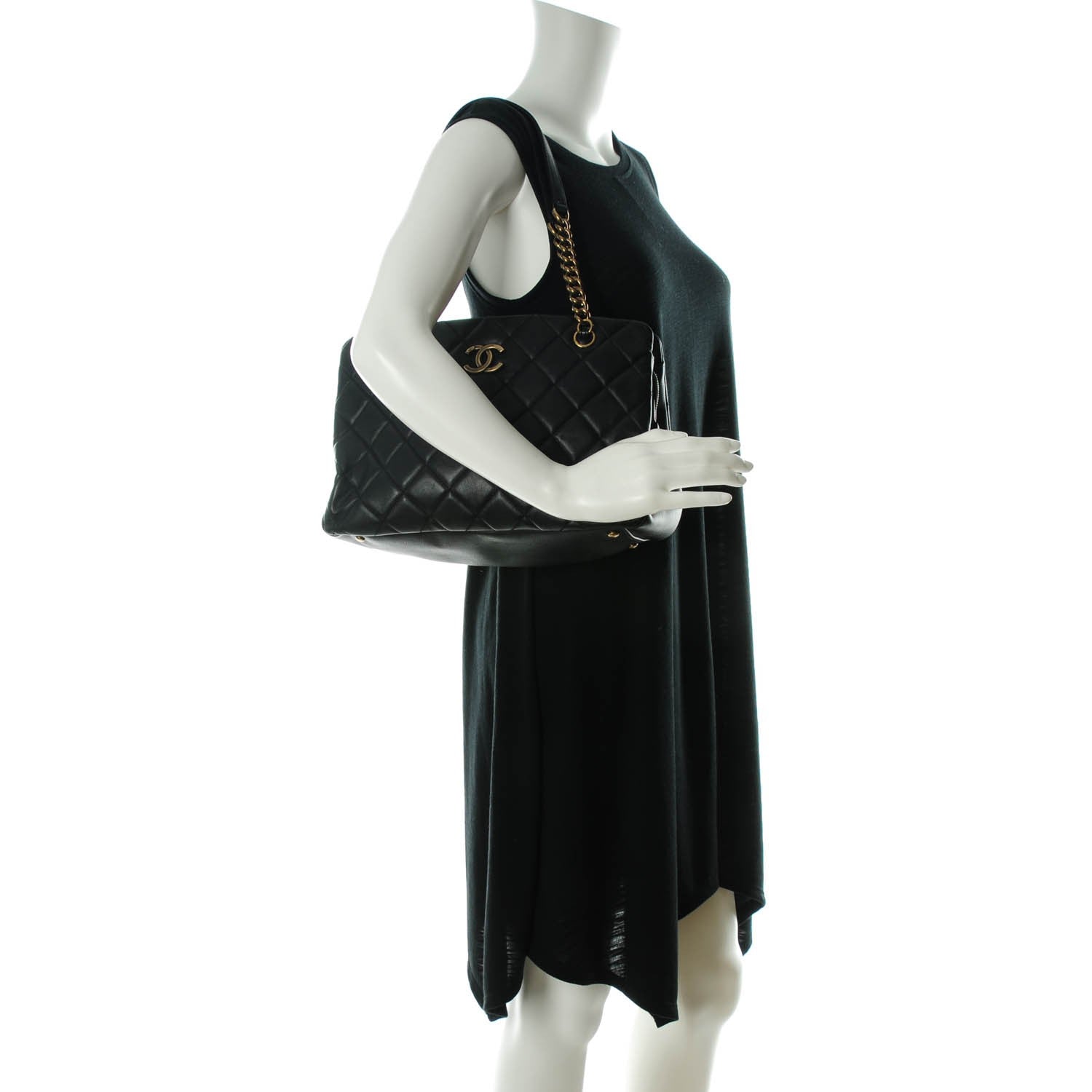 Chanel Calfskin Quilted Small CC Crown Tote Black 2 of 7
