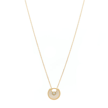 Cartier 18K Yellow Gold Diamond Mother of Pearl XS Amulette de Cartier Pendant Necklace 1 of 6