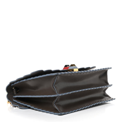 Fendi Vitello Liberty Scalloped Studded Kan I Shoulder Bag Carbone 4 of 13