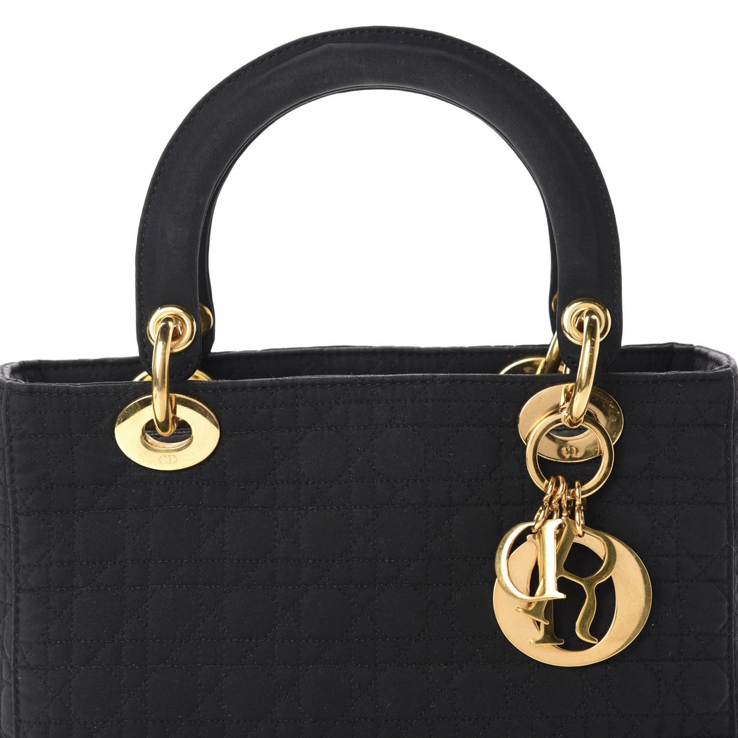 Nylon Cannage Medium Lady Dior Black