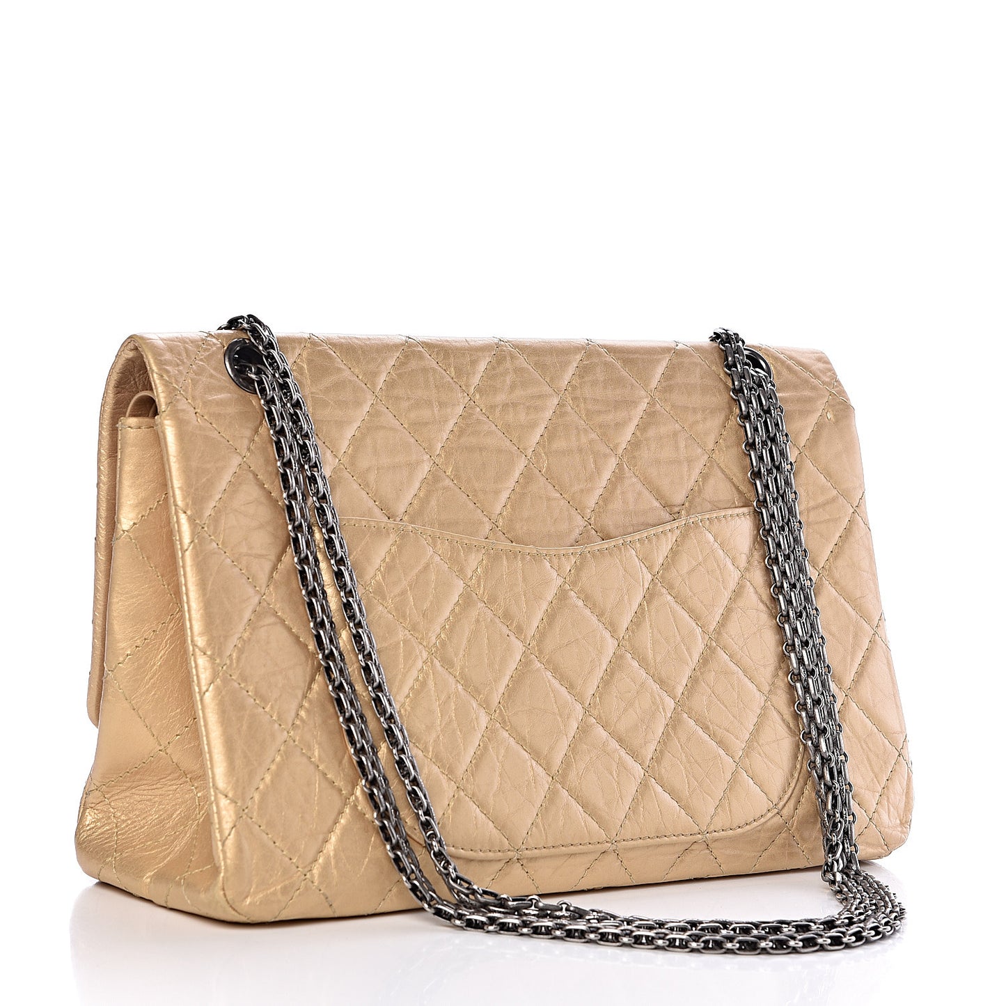 Metallic Aged Calfskin Quilted 2.55 Reissue 227 Flap Gold