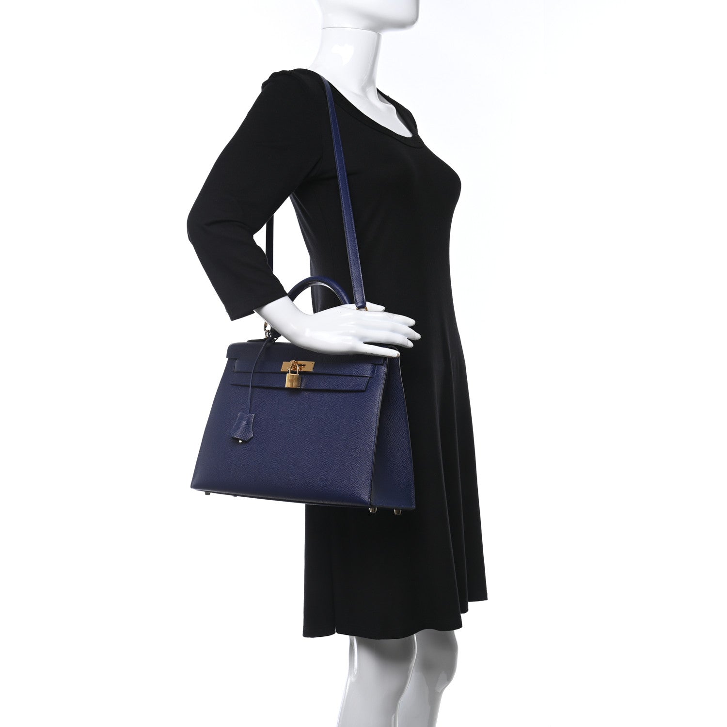 Hermes Epsom Kelly Sellier 32 Bleu Saphir 2 of 11