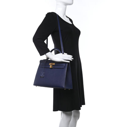 Hermes Epsom Kelly Sellier 32 Bleu Saphir 2 of 11