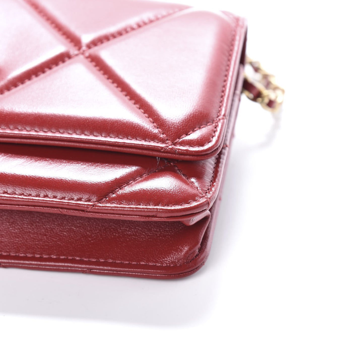 Lambskin Quilted Wallet On Chain WOC Red