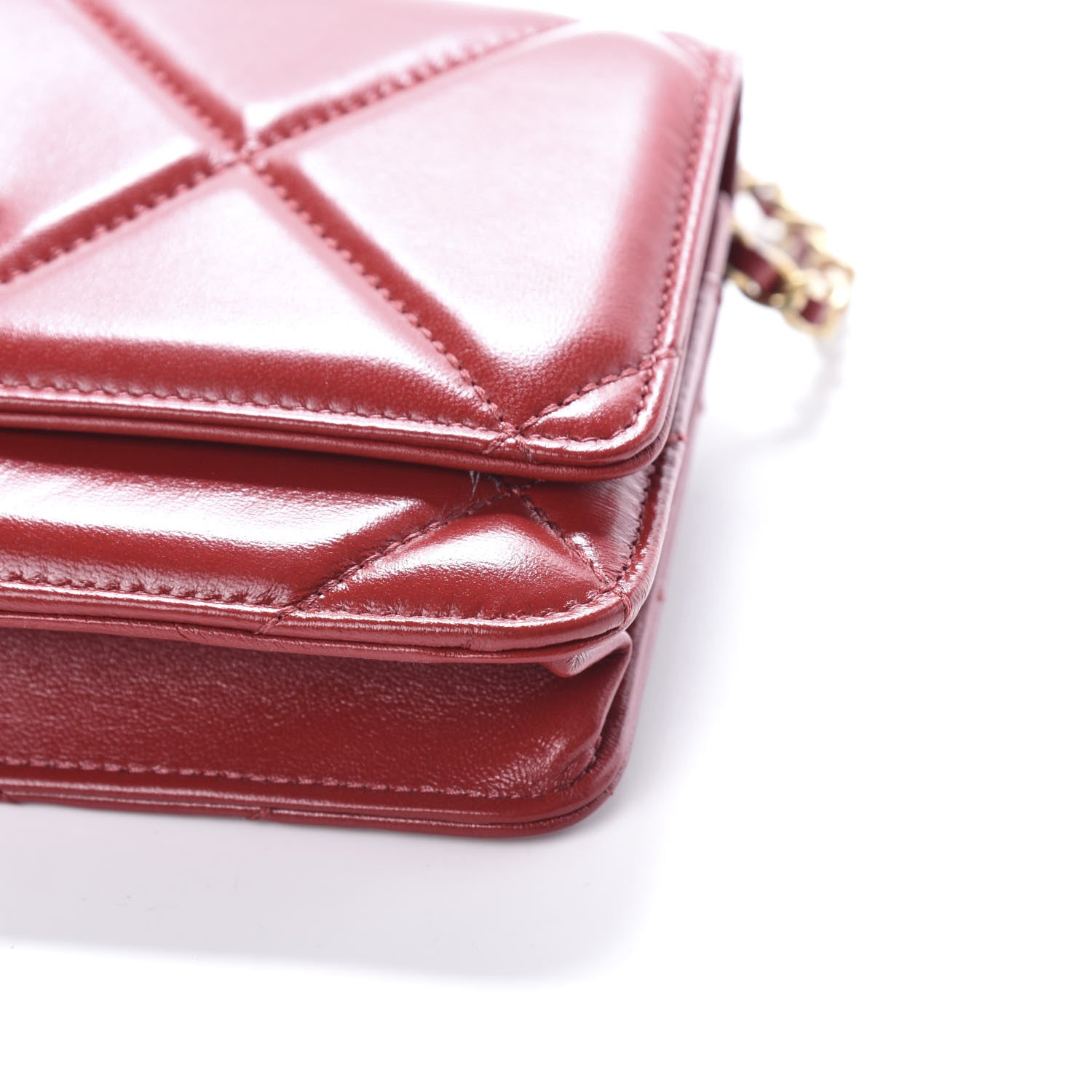 Chanel Lambskin Quilted Wallet On Chain WOC Red 10 of 10