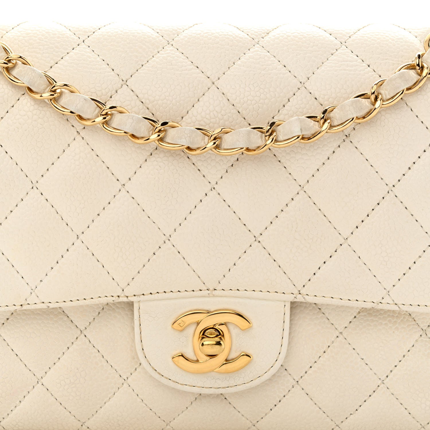 Chanel Caviar Quilted Medium Double Flap White 8 of 15