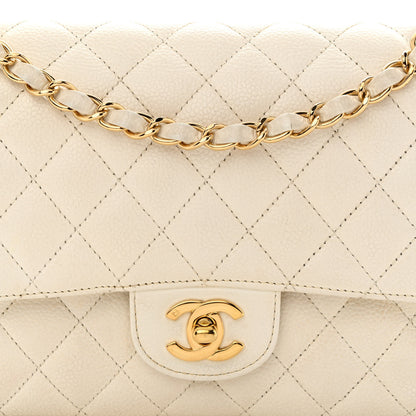 Chanel Caviar Quilted Medium Double Flap White 8 of 15