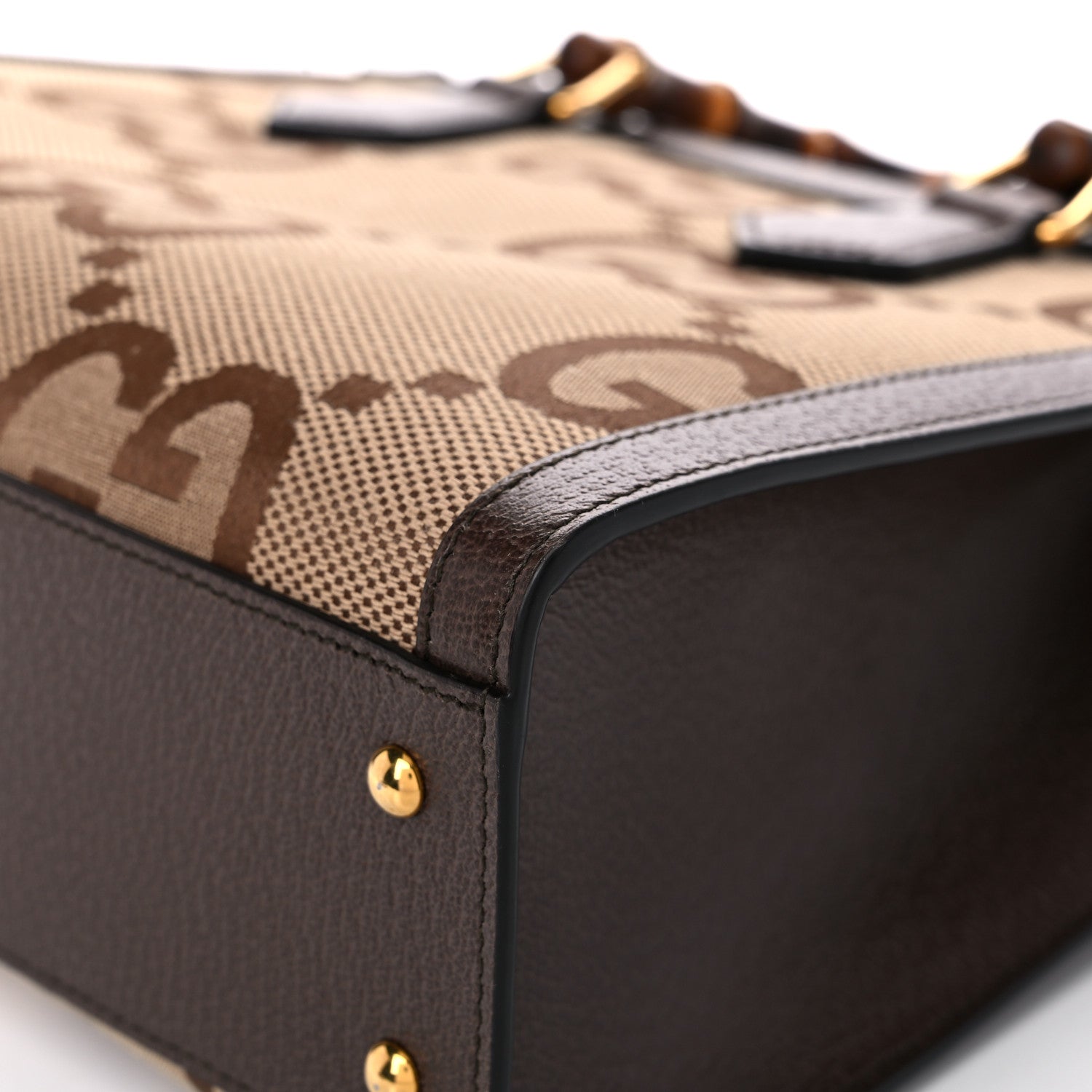 Gucci Monogram Jumbo GG Textured Dollar Calfskin Small Diana Tote Bag Camel Ebony New Acero 11 of 12