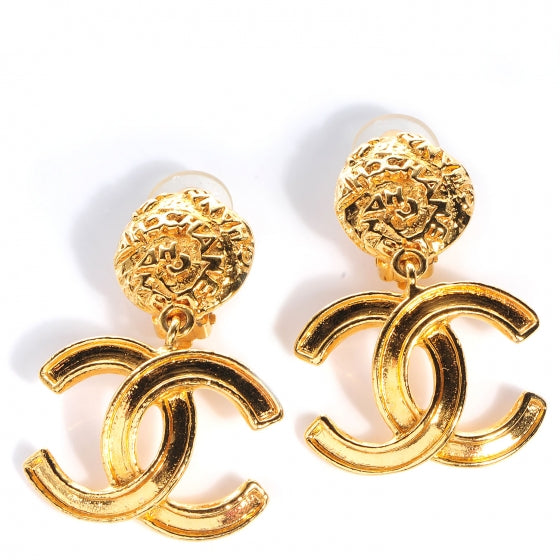 Chanel Gold CC Drop Earrings 1 of 5
