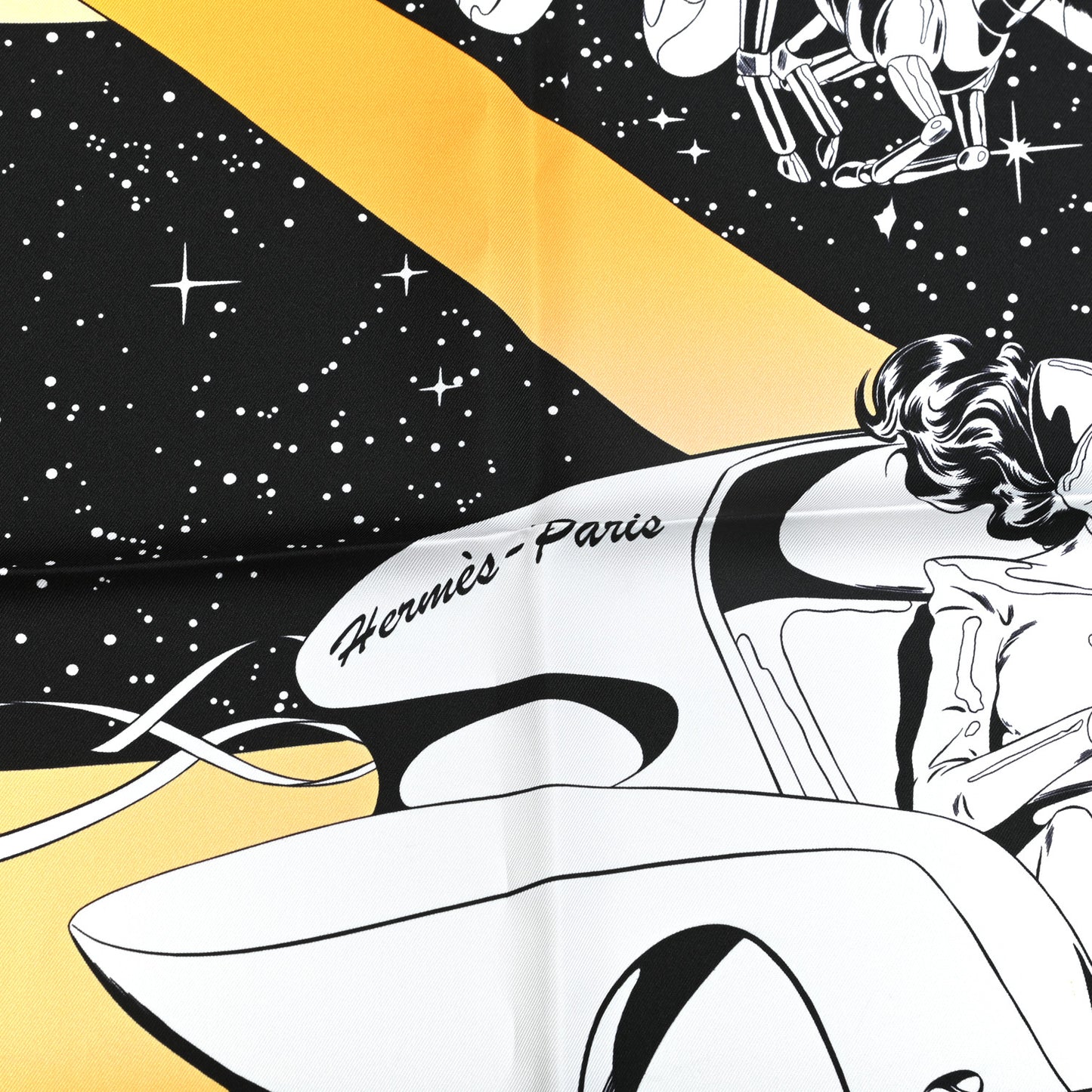 Silk Space Derby Scarf 90 Black White Gold