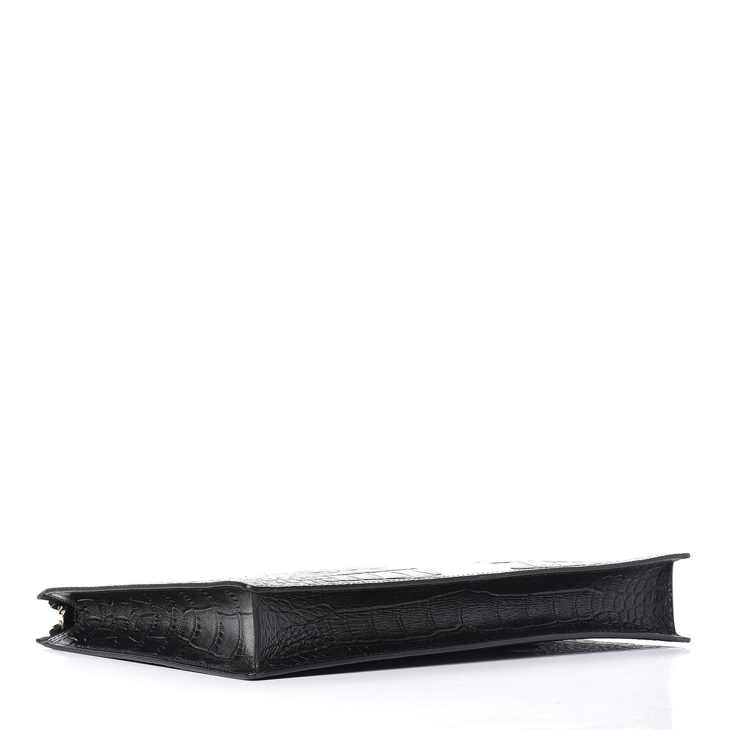 Calfskin Crocodile Embossed Document Holder Black White