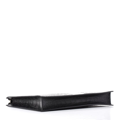 Givenchy Calfskin Crocodile Embossed Document Holder Black White 4 of 7