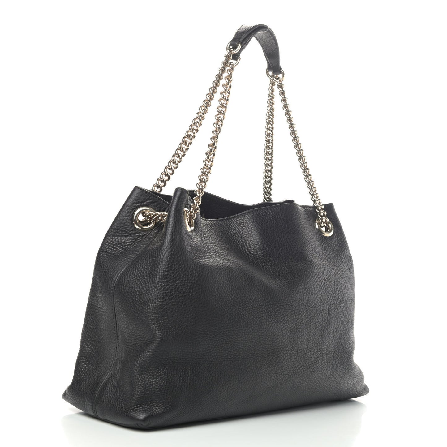 Pebbled Calfskin Medium Soho Chain Shoulder Bag Black