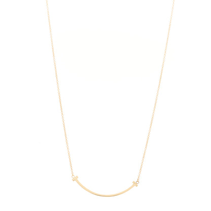 Tiffany 18K Yellow Gold Small T Smile Pendant Necklace 1 of 5
