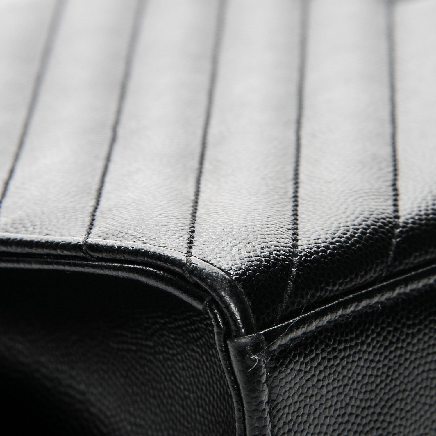 Saint Laurent Grain De Poudre Matelasse Chevron Large Monogram Satchel Black 12 of 17