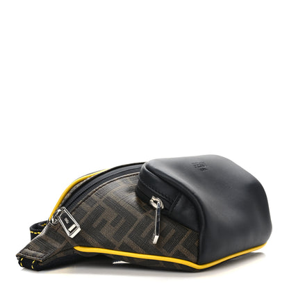 Fendi Glazed Fabric Vitello Century FF 1974 Pocket Belt Bag Mogano Panna Black Sunflower 4 of 9