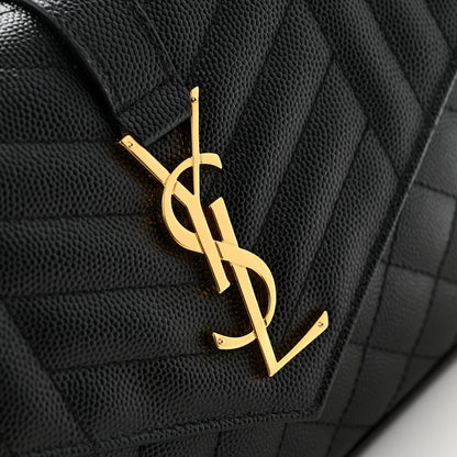 Saint Laurent Grain De Poudre Mixed Matelasse Triquilt Monogram Chain Wallet Black 11 of 13