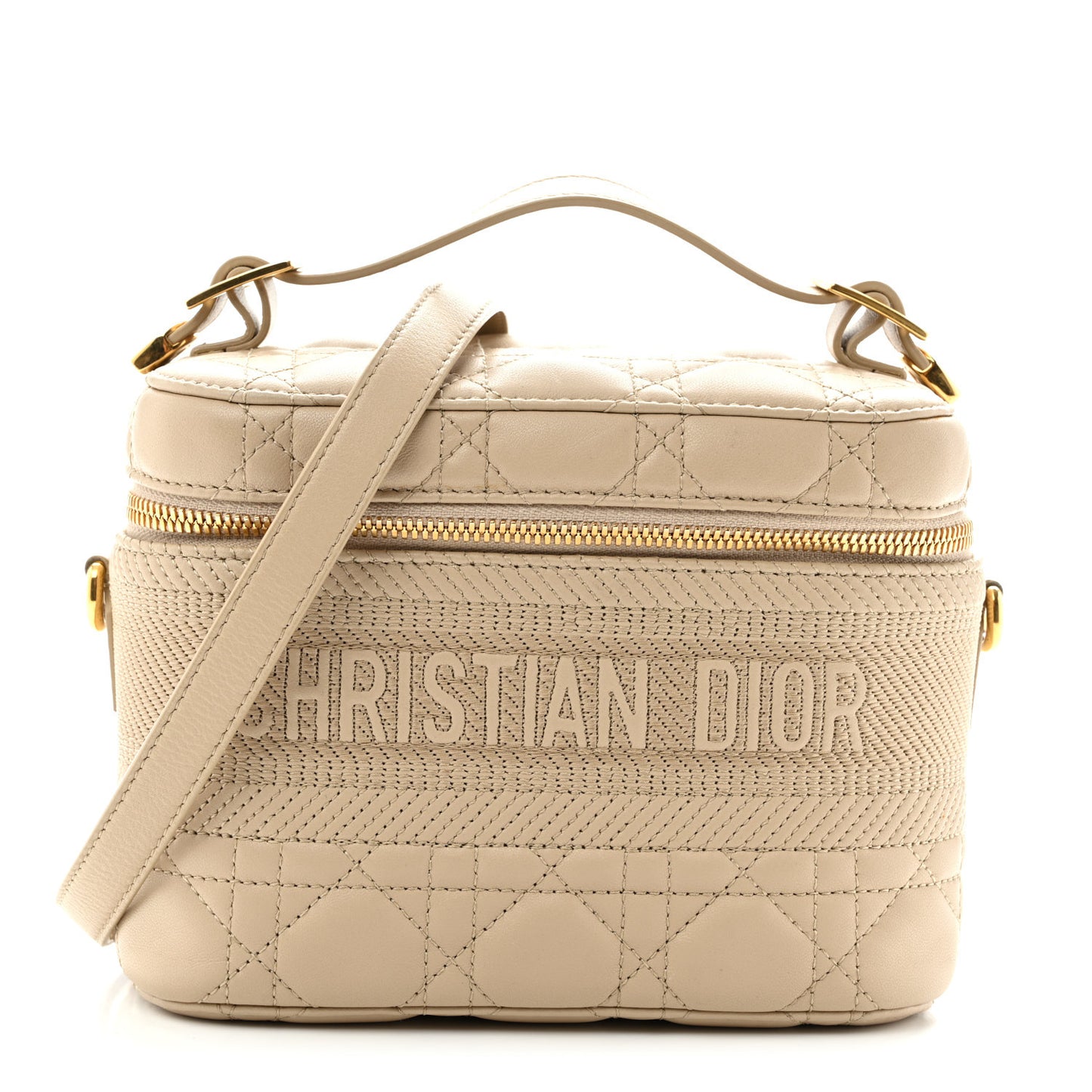 Lambskin Cannage Small Diortravel Vanity Case Light Beige