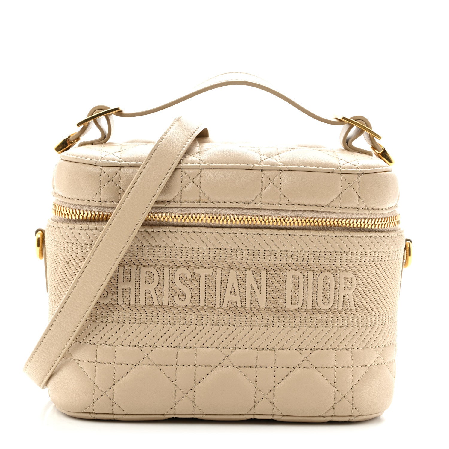 Christian Dior Lambskin Cannage Small Diortravel Vanity Case Light Beige 1 of 12