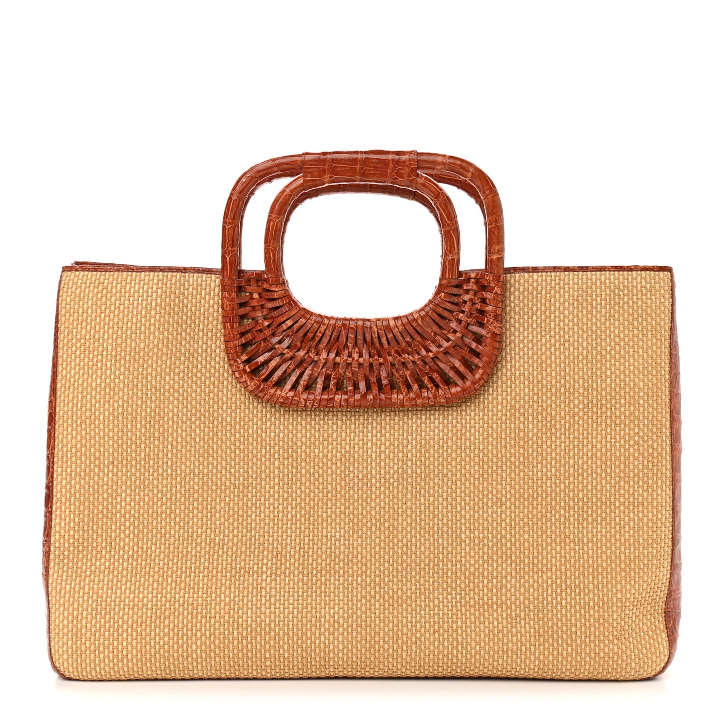 Linen Crocodile Tote Brown