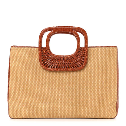Nancy Gonzalez Linen Crocodile Tote Brown 1 of 13