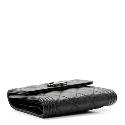 Chanel Caviar Quilted Compact Boy Wallet Black 4 of 8