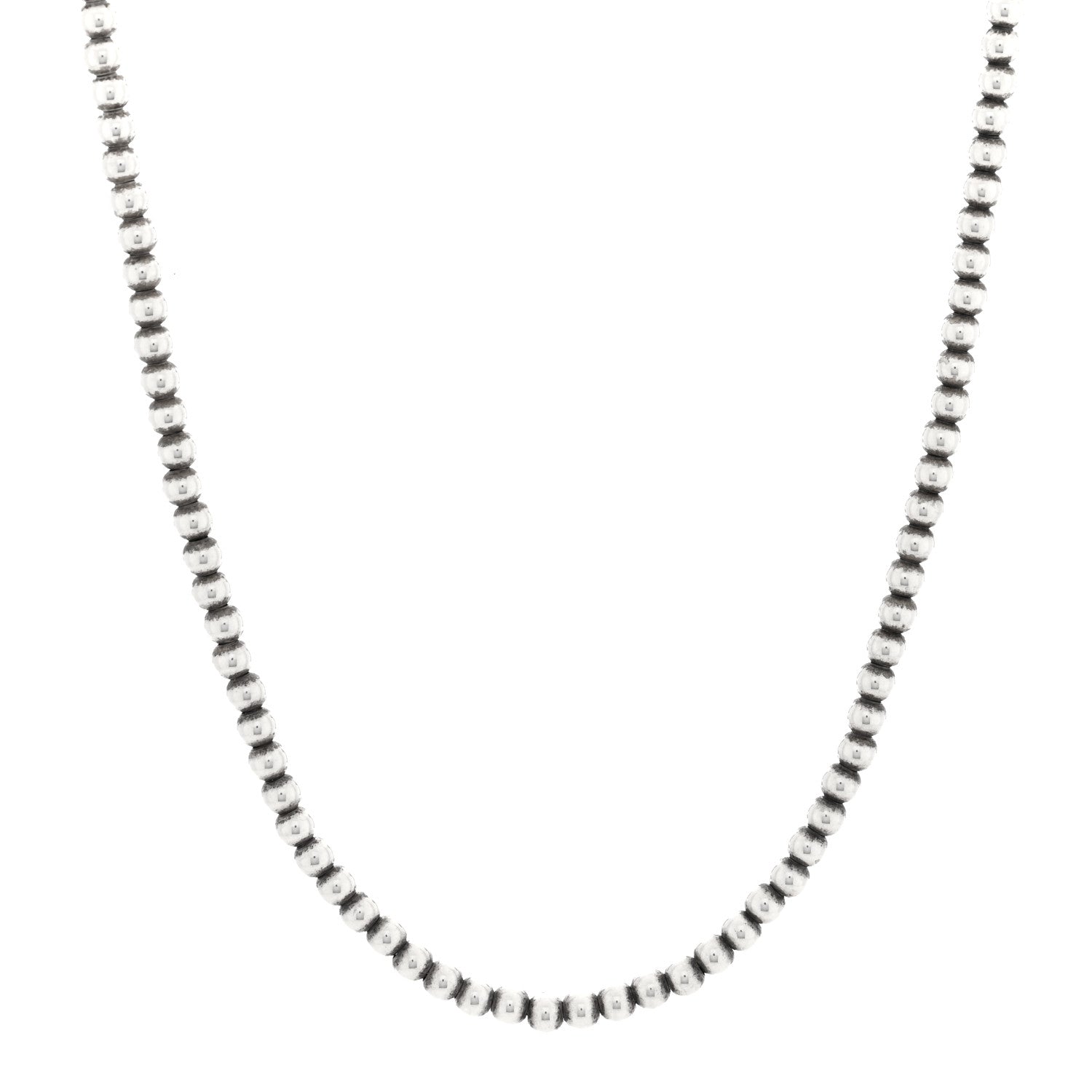 Tiffany Sterling Silver 4mm Beads Toggle Necklace 1 of 5