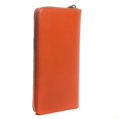 Prada Saffiano Zip Around Portfolio Wallet Papaya 3 of 8